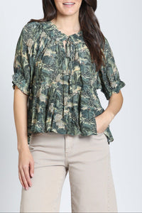 Short Sleeve Top With Ruched Neck