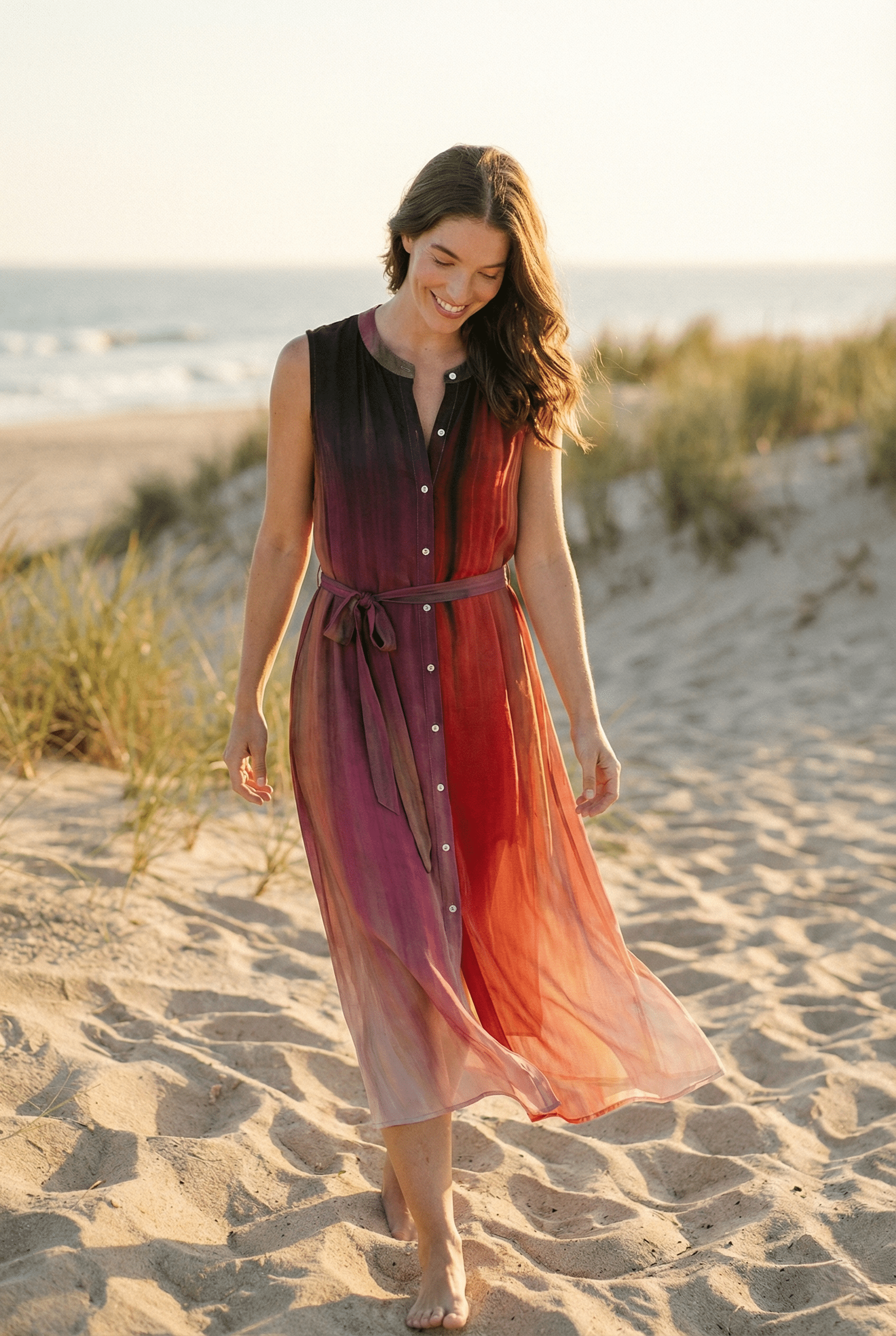 button down sleeveless maxi dress Sleeveless Seamed Maxi Dress Kelp / Medium