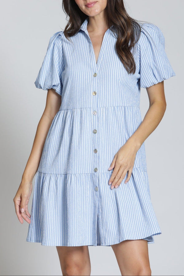 Tiered Dress With Puff Sleeve