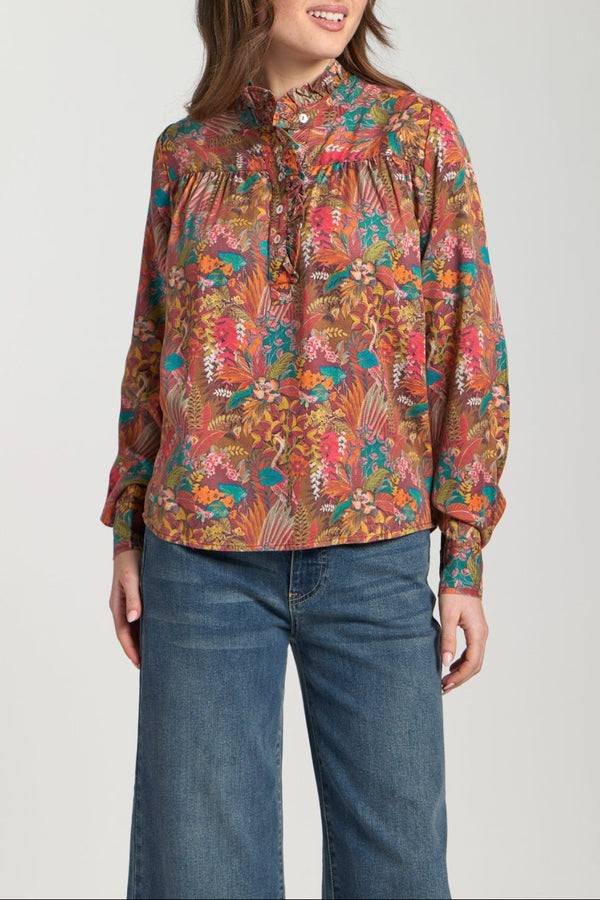 Ruffle Half Placket Blouse