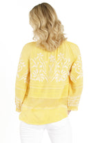 Embroidered Mix Media Peasant Top - Primrose Yellow Back APNY