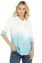 Dip dye shirt with frayed hem Turquoise Front APNY