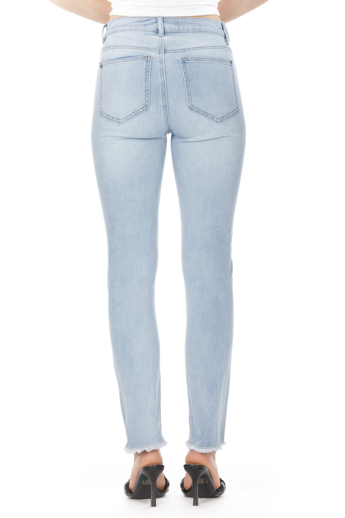 Emma Side Seam-Embroidered Straight Leg Ankle Jean Light Indigo Back APNY