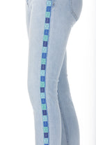 Emma Side Seam-Embroidered Straight Leg Ankle Jean Light Indigo Botom Front APNY