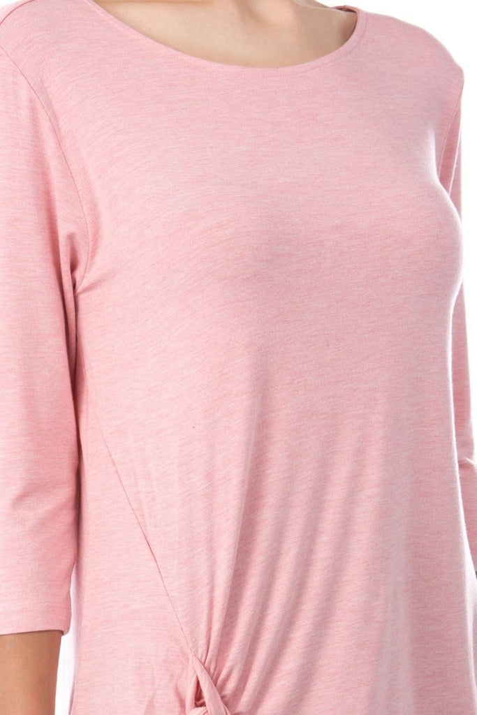 3/4 Sleeve Side Tie Heather Coral Neck APNY