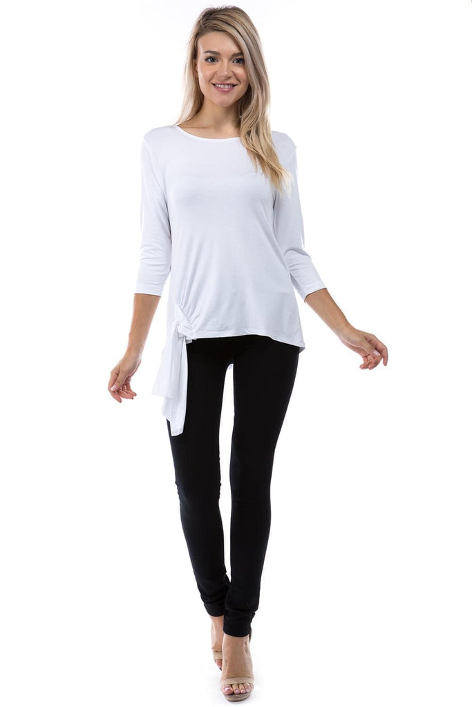 3/4 Sleeve Side Tie White Full APNY