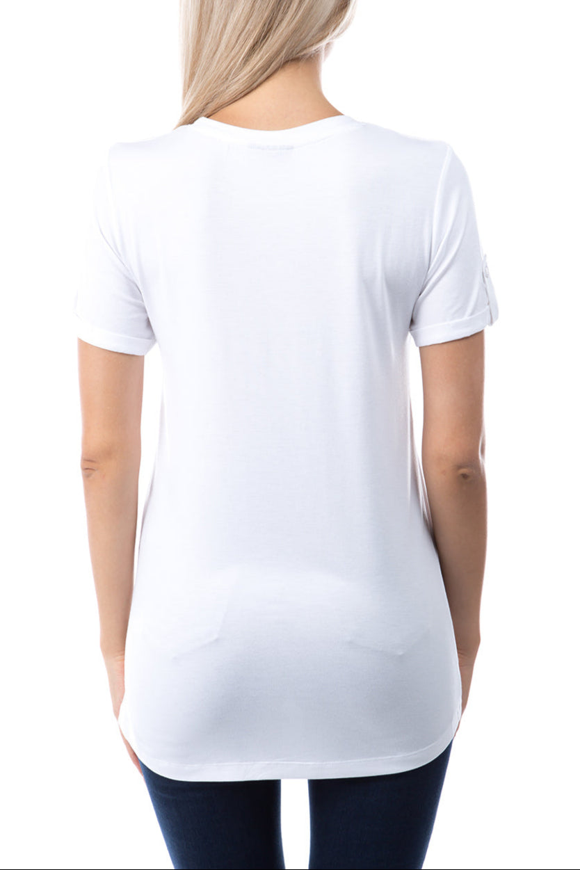 Crew Neck Short Sleeve with Hi-Low Hem Back APNY