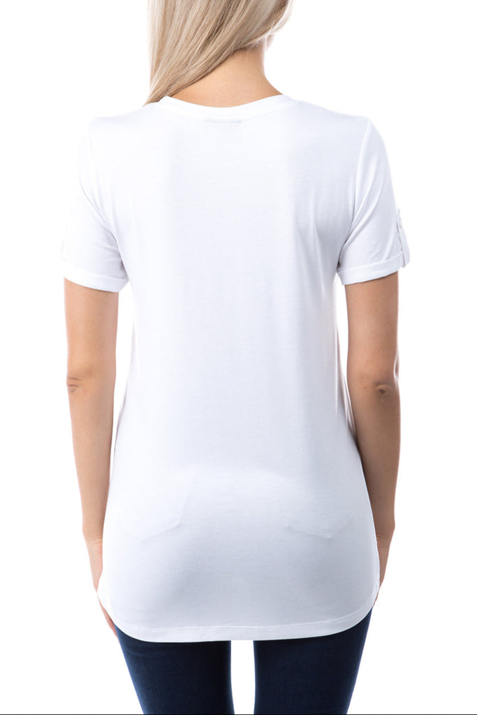 Crew Neck Short Sleeve with Hi-Low Hem Back APNY