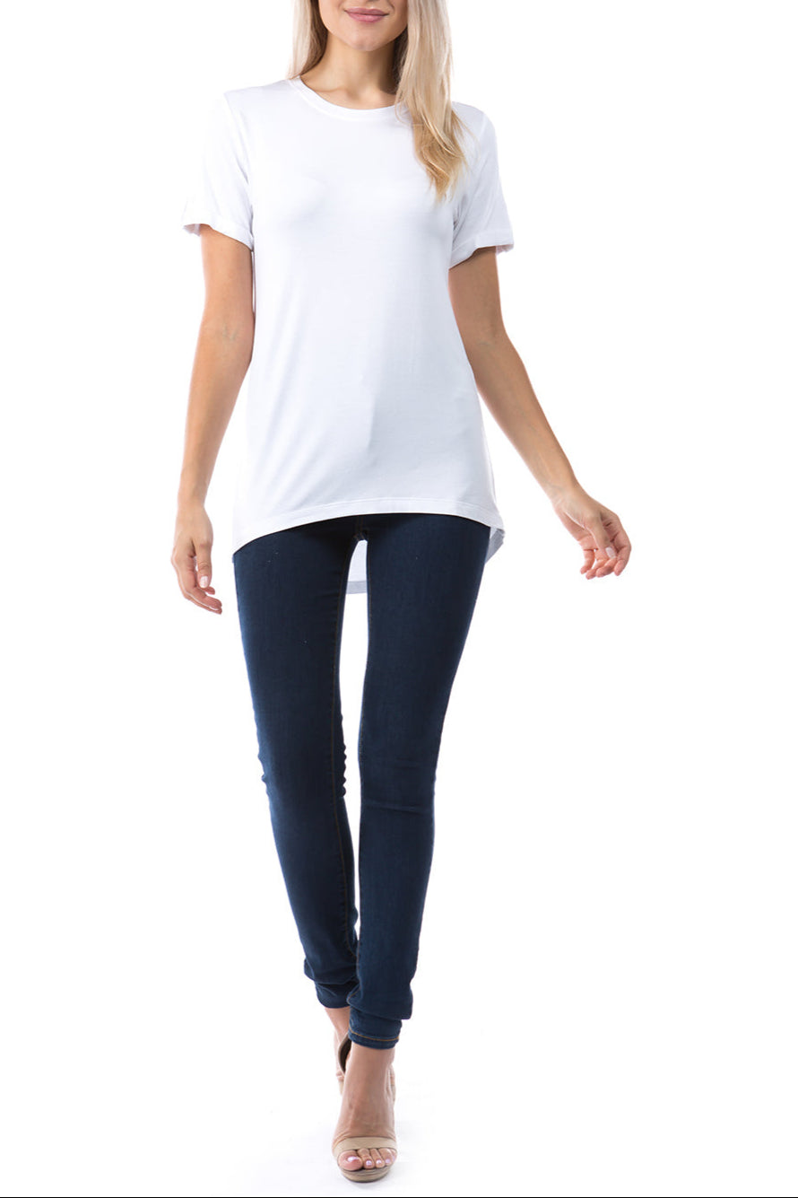 Crew Neck Short Sleeve with Hi-Low Hem Full APNY