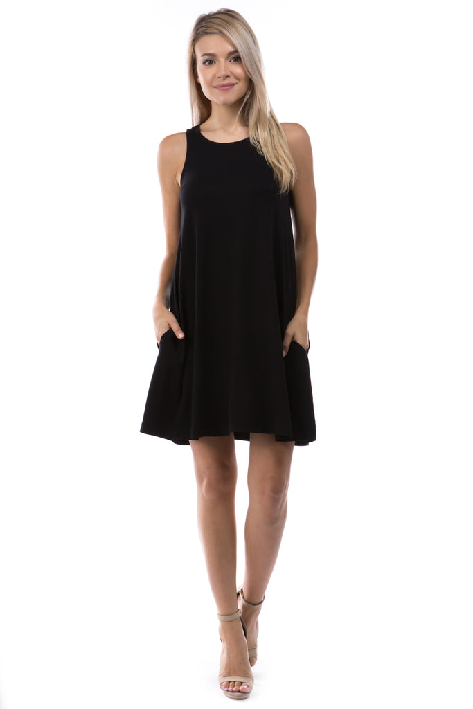 Sleeveless Trapeze Dress BLACK Full APNY