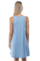 Sleeveless Trapeze Dress Heather Blue Back APNY