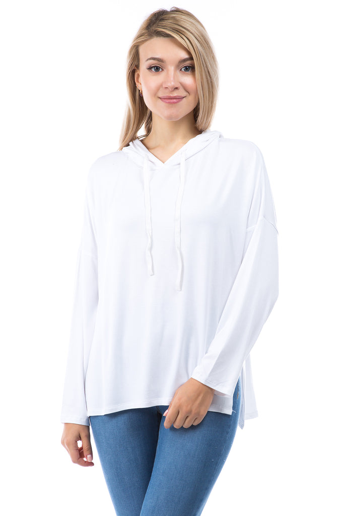 Hoodie With Side Slits Black & White Front APNY