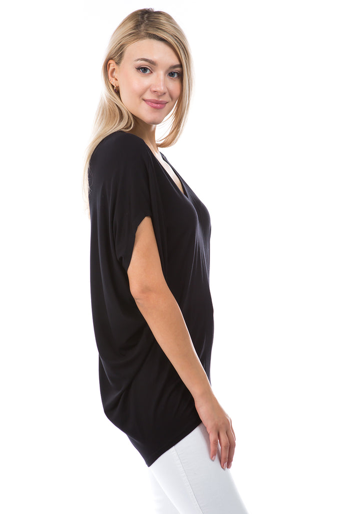 Short Sleeve Dolman Tunic BLACK Side APNY
