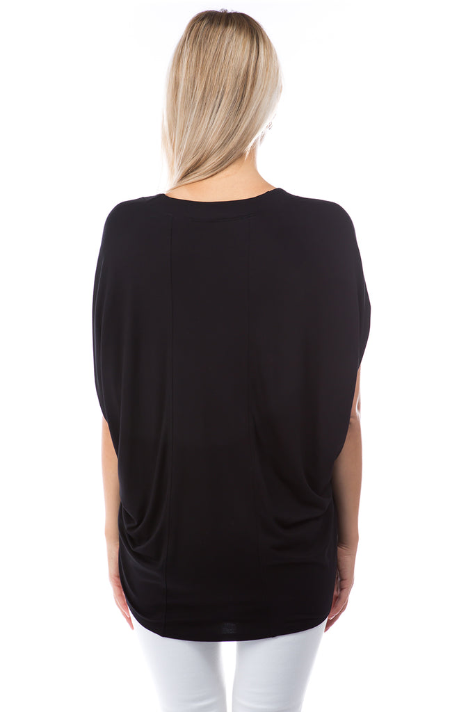 Short Sleeve Dolman Tunic BLACK Back APNY