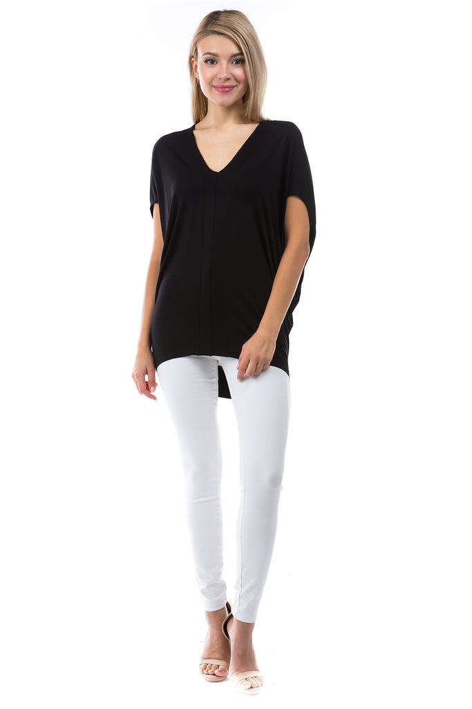 Short Sleeve Dolman Tunic BLACK Full APNY