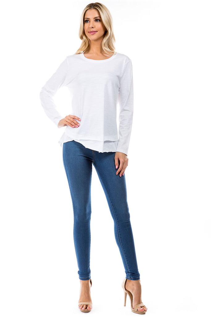 Long Sleeve With Asymmetrical Hem White  Full APNY