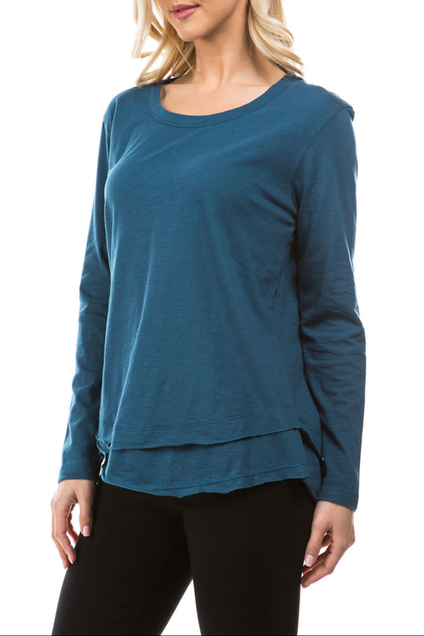 Long Sleeve With Asymmetrical HemTeal Side  APNY