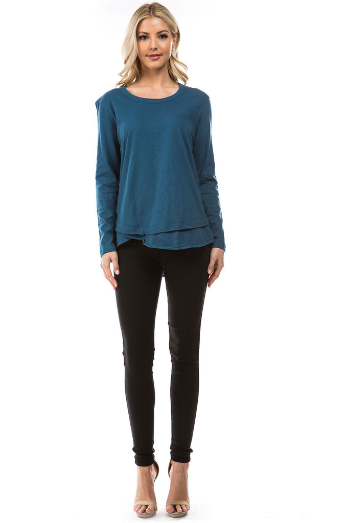 Long Sleeve With Asymmetrical Hem Teal Full APNY