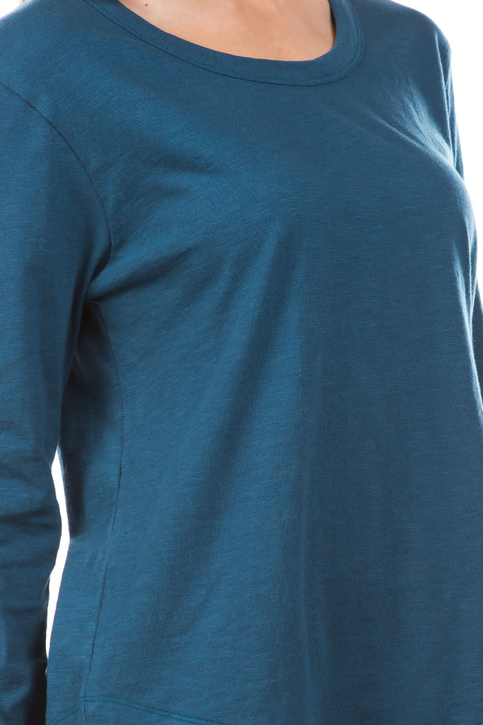 Long Sleeve With Asymmetrical Hem Teal Neck APNY