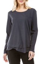 Long Sleeve With Asymmetrical Hem Charcoal Front APNY