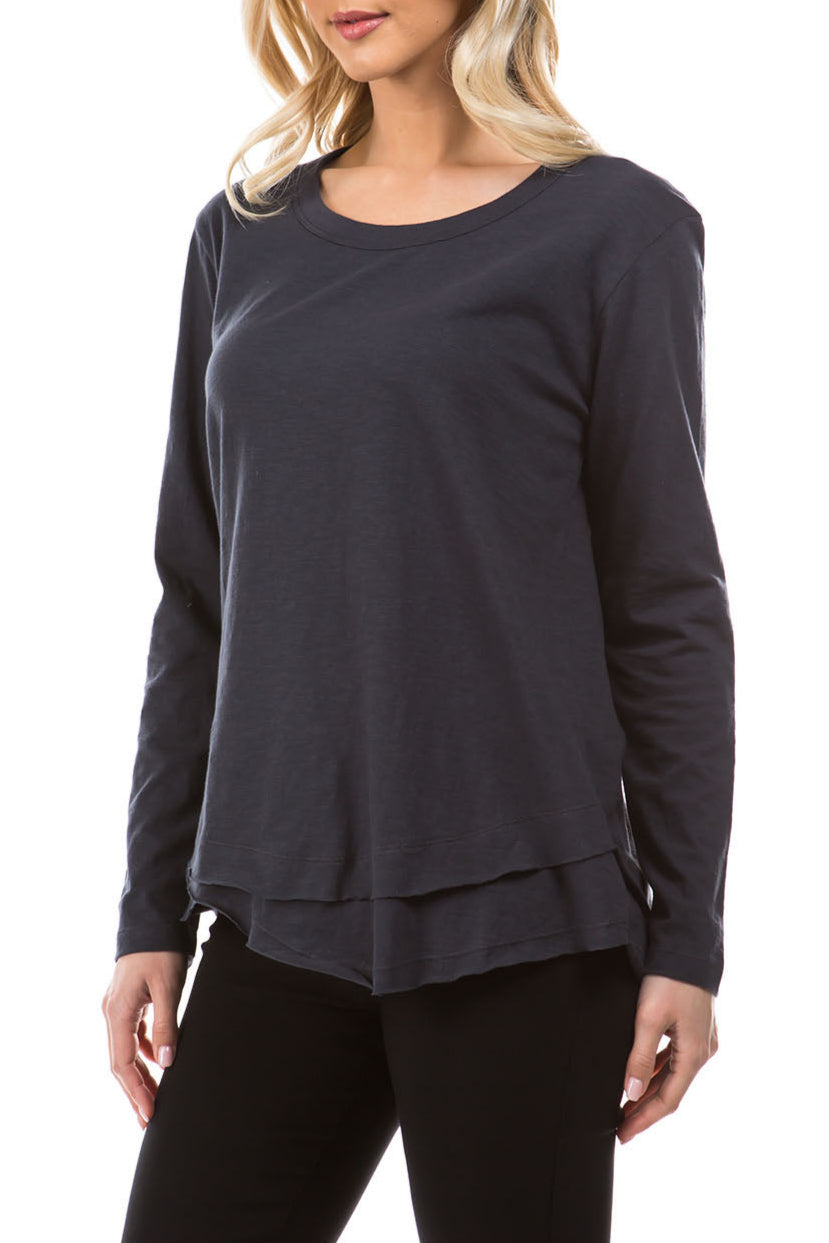 Long Sleeve With Asymmetrical Hem Charcoal Side APNY