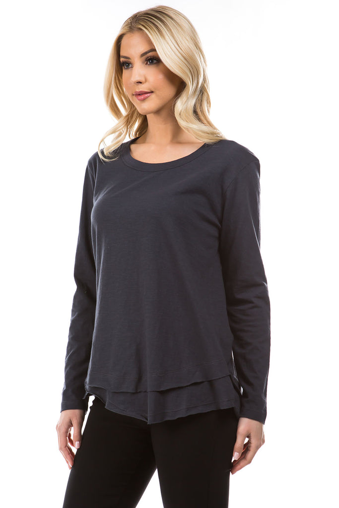 Long Sleeve With Asymmetrical Hem Charcoal Side APNY