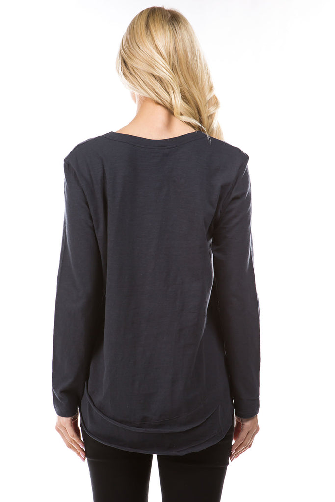 Long Sleeve With Asymmetrical Hem Charcoal Back APNY
