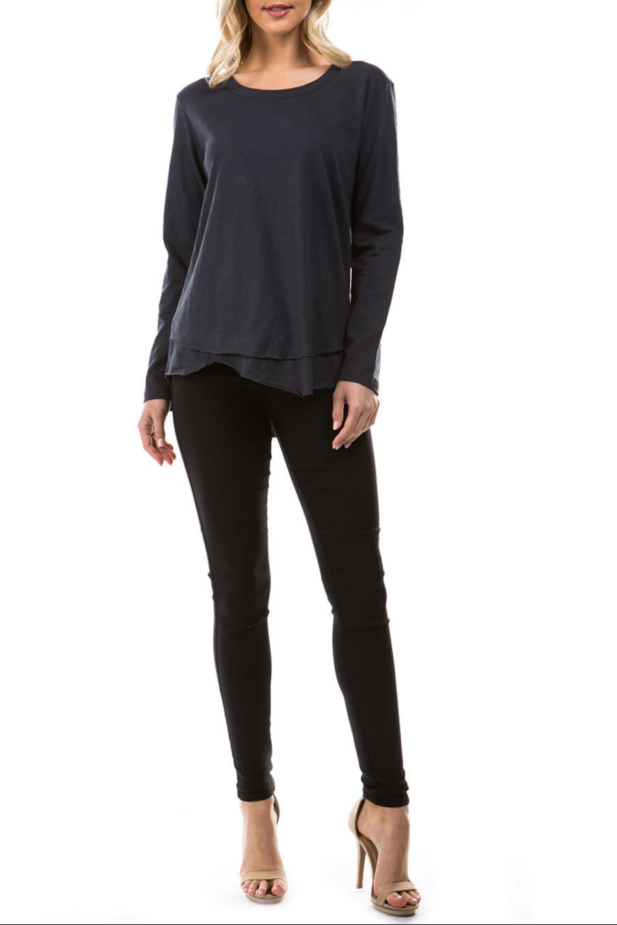 Long Sleeve With Asymmetrical Hem Charcoal Full APNY