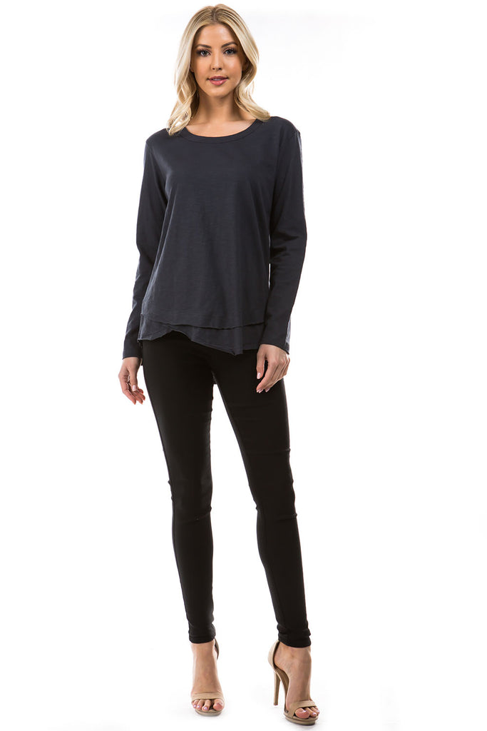 Long Sleeve With Asymmetrical Hem Charcoal Full APNY