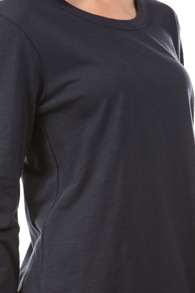 Long Sleeve With Asymmetrical Hem Charcoal Neck APNY