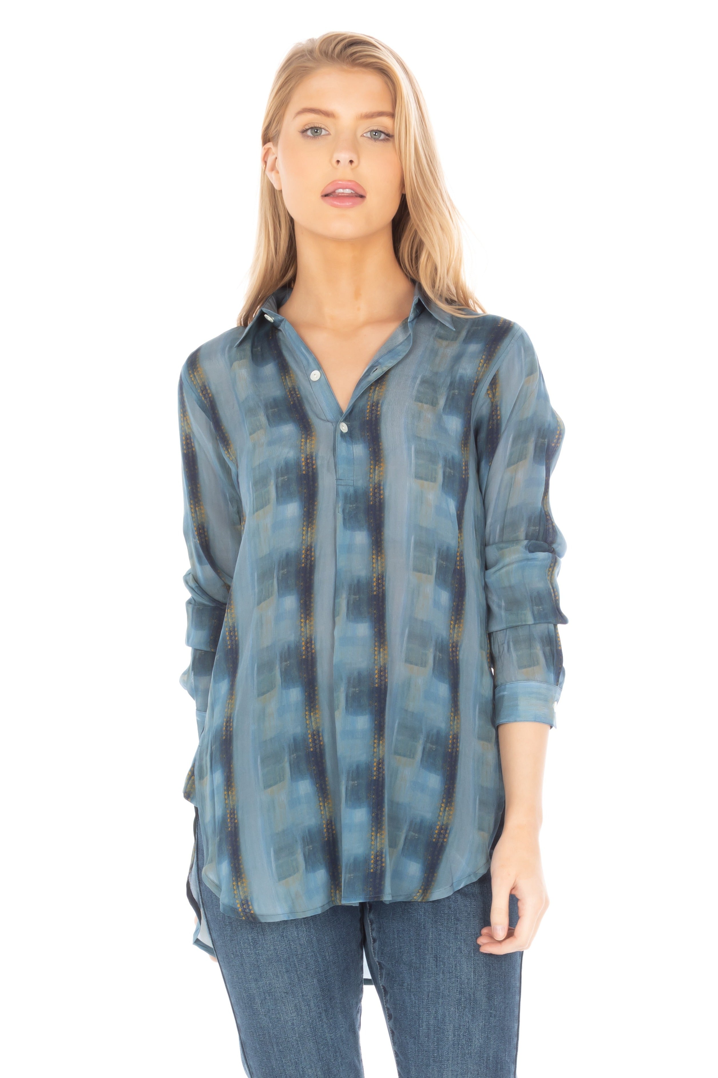 Half Button-up Pullover Tunic Front APNY