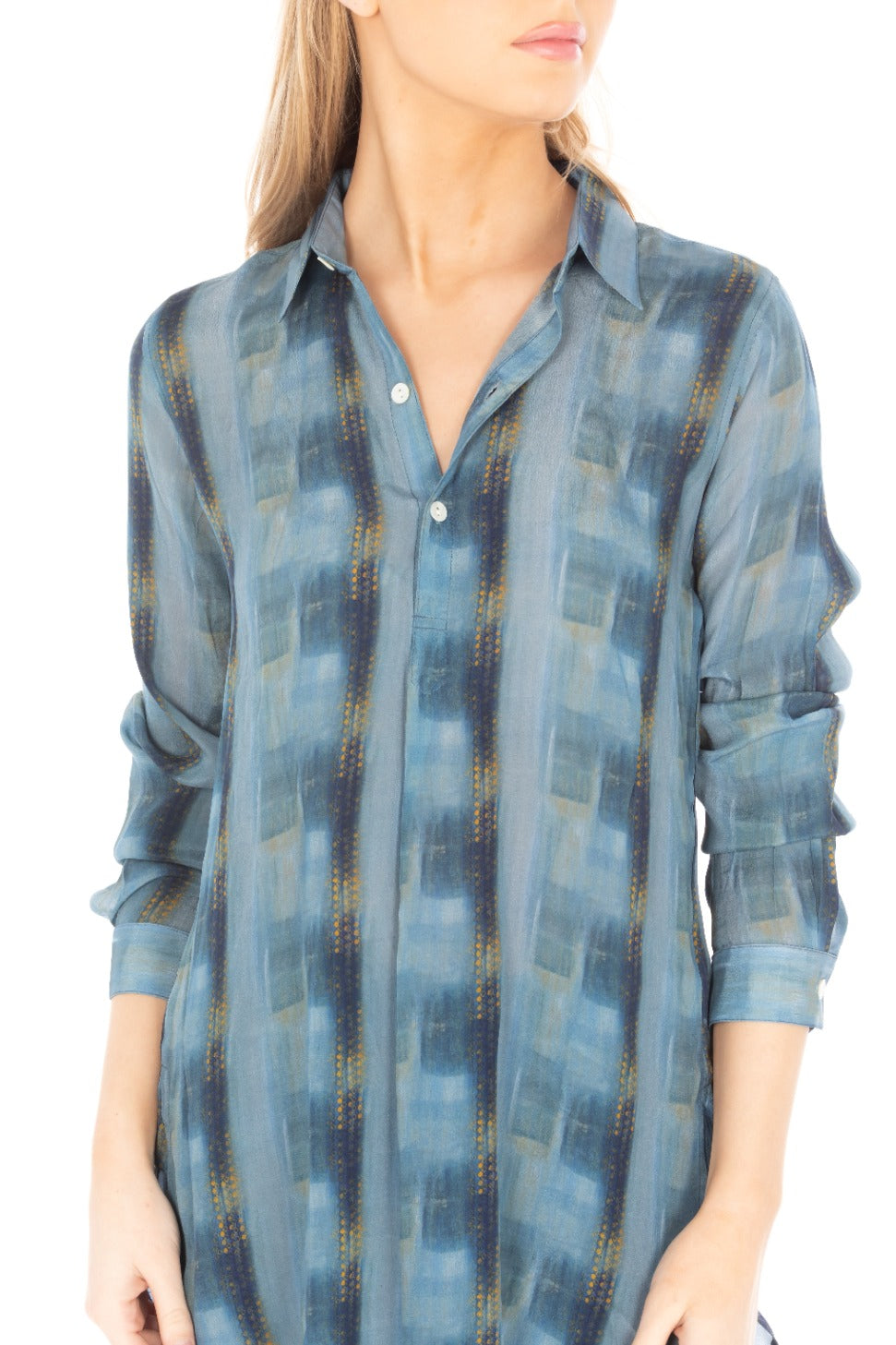 Half Button-up Pullover Tunic Neck APNY