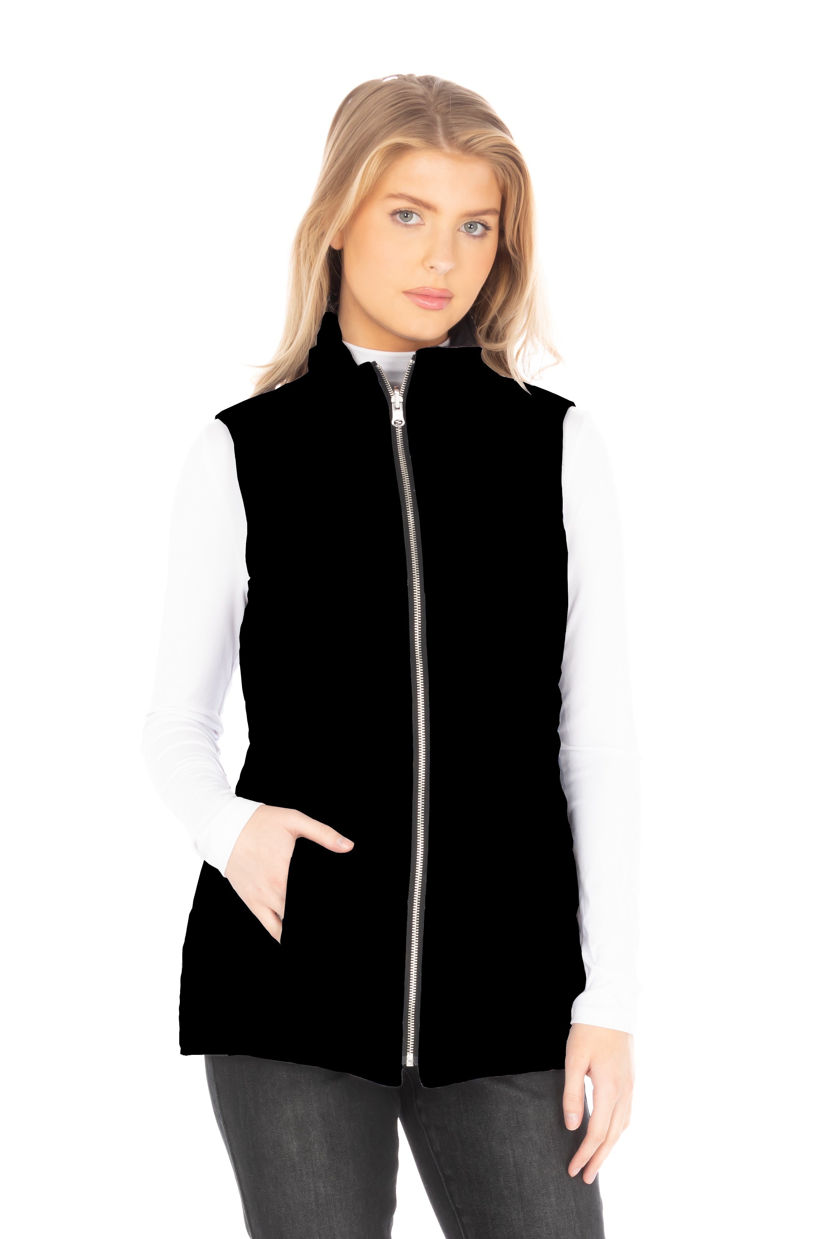 Reversible Quilted Vest Black Front APNY