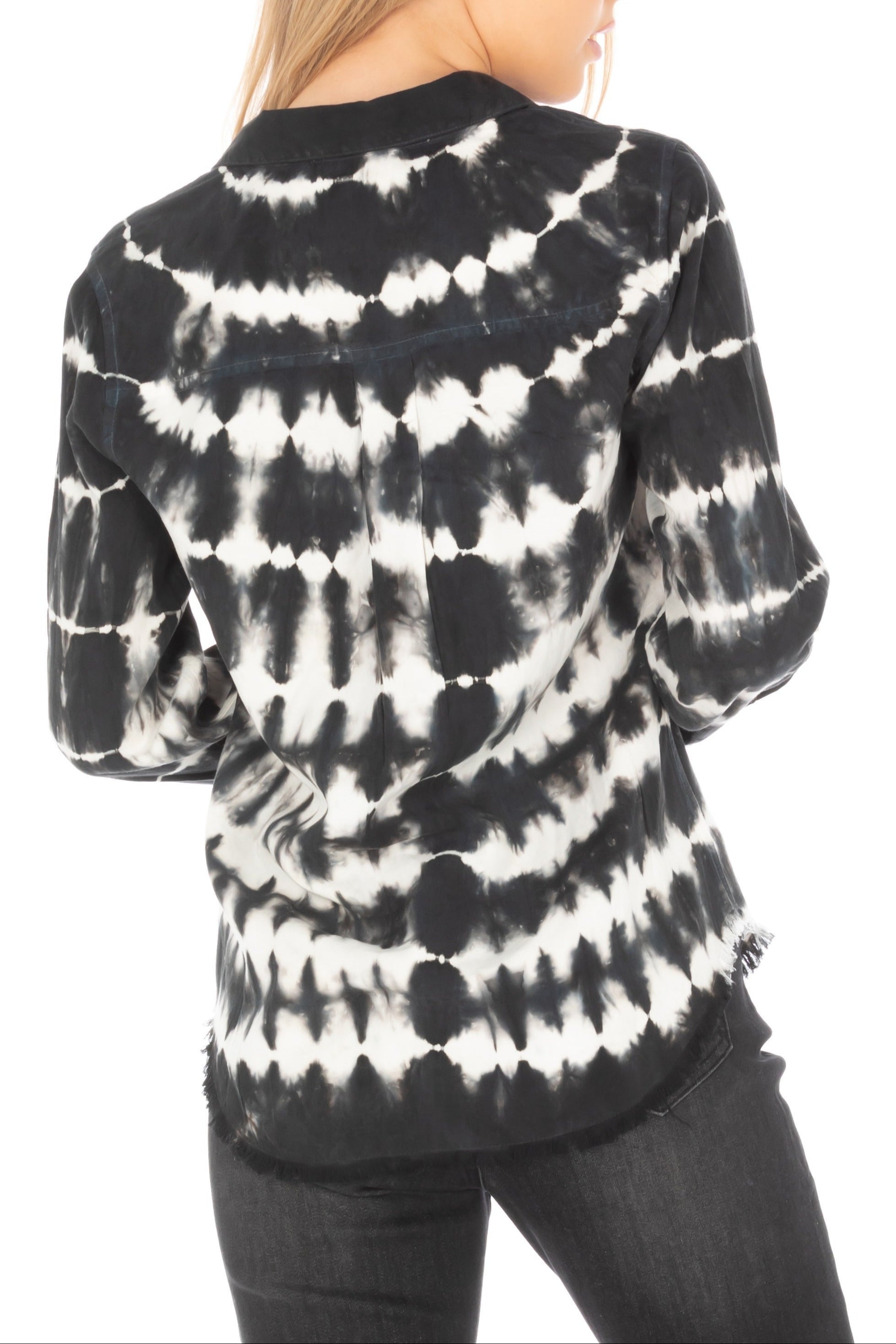 Shirt with Frayed Hem Carbon Tiedye Back APNY