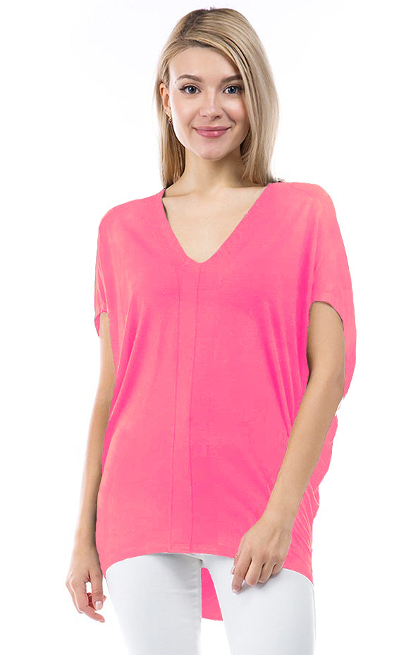 Short Sleeve Dolman Tunic Flamingo Front APNY