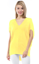 Short Sleeve Dolman Tunic Primrose Yellow Front APNY