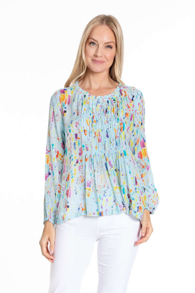Summer Confetti - Smock Neck Top with Back Yoke Detail Front APNY