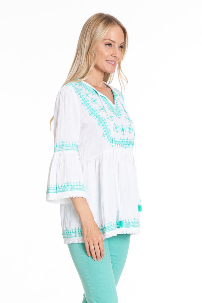 Aztec Embroidered Tunic With Fringe Detail Side APNY