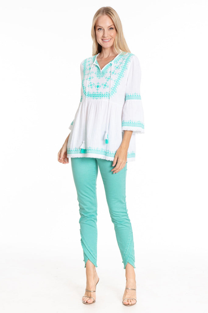 Aztec Embroidered Tunic With Fringe Detail Full APNY
