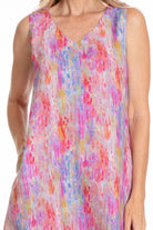 Sleeveless V-Neck Dress - Abstract Rainbow Neck APNY