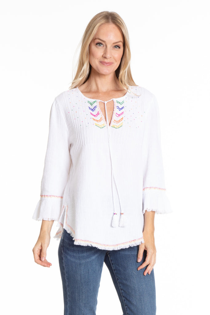 Pic-Stitch Top With Beaded Chevron Detail Front APNY