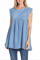 Sleeveless Patched and Frayed Tunic Dress Front APNY