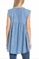 Sleeveless Patched and Frayed Tunic Dress Back APNY