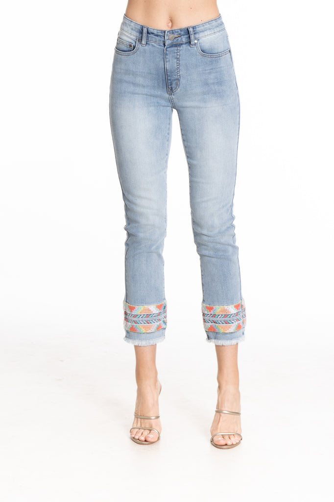 Olivia Pull-On Straight Leg Crop Jean With Geo Embroidery Front APNY