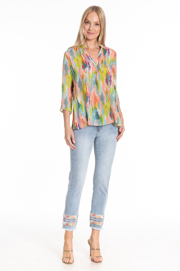 Olivia Pull-On Straight Leg Crop Jean With Geo Embroidery Full APNY