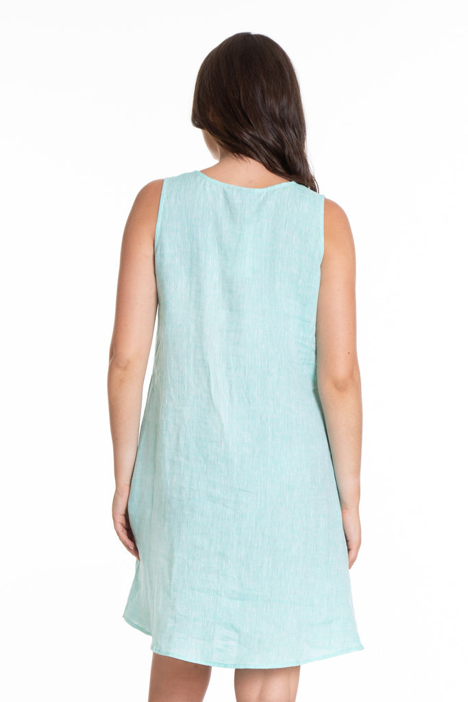Sleeveless V-Neck Dress Turquoise Back APNY