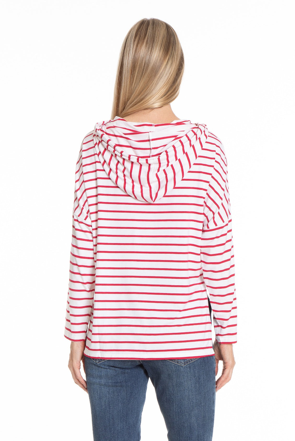 Hoodie With Side Slits RED/White Stripe Back APNY