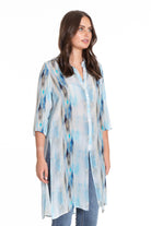 Painterly Strokes - 3⁄4 Sleeve Button-Up with Side Slits Side APNY