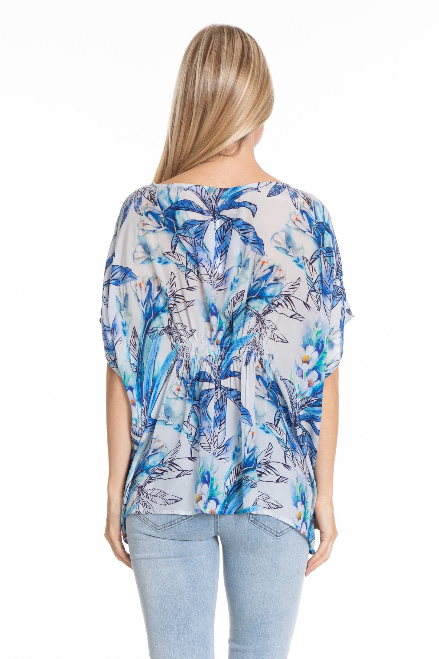 Island Paradise Print - Pullover Poncho with Ruching Top Back APNY