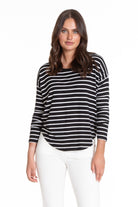 Comfy Drop Shoulder Top Back/White Stripe Front APNY